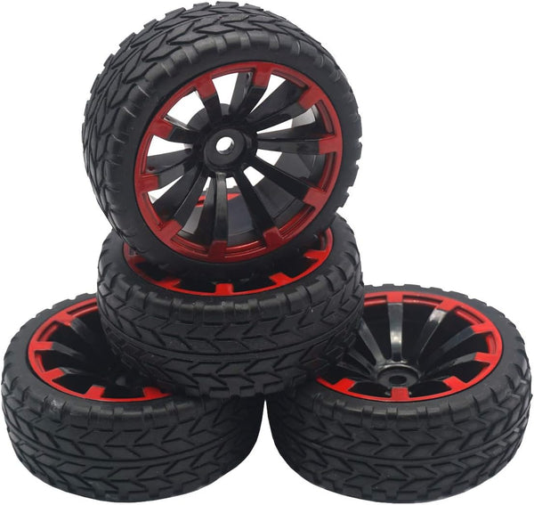 4Pack ShareGoo OD 2.55" 12mm Hex Wheel Rims & Rubber Tires Set for HSP Redcat HPI Tamiya 1/10 RC On-Road Touring Drift