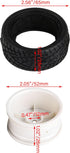 Mxfans White Plastic Smooth Flat Disc Wheel Rims + Striped Pattern Rubber Tires for RC 1:10 Racing Car (Set of 4)