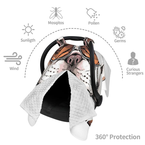 Zhbvncp Cute English Bulldog Baby Car Seat Cover & Breastfeeding Nursing Cover - Breathable Stretch Fabric Multi-Use