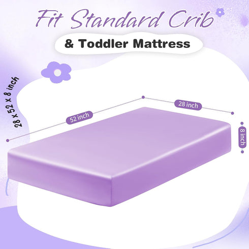 2 Pack 52" 28" 8" Horbaunal Satin Crib Sheets for Baby with Sensitive Hair, x x Silky Fitted Crib Sheets, Soft Toddler