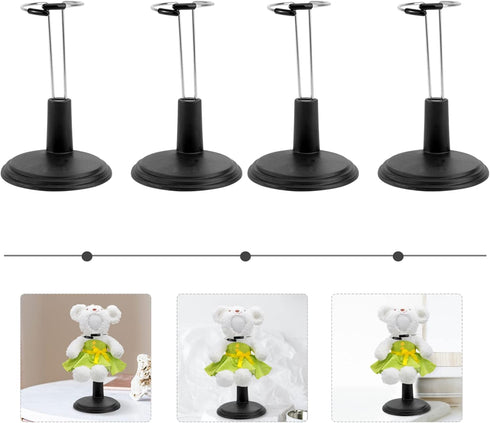 PATKAW Doll Stand, 4 Pcs Portable 5.9 Inch Black Doll Stands for Teddy Bear Display and Organization of Children's Dolls