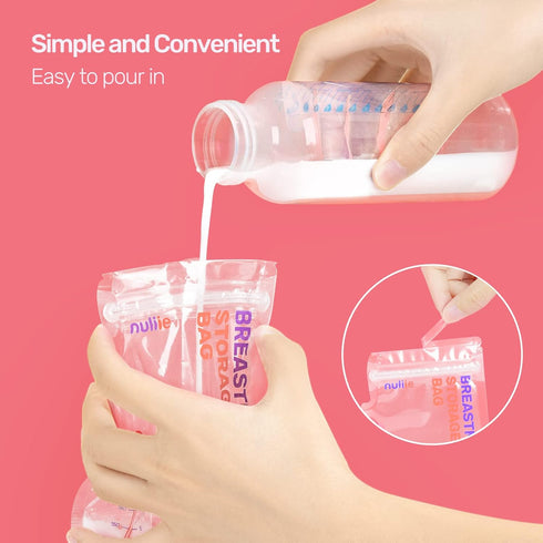 Nuliie 120 Pcs Breastmilk Storage Bags, 8 OZ BPA-Free Milk Storing Bags with Pour Spout for Breastfeeding, Self-Standing
