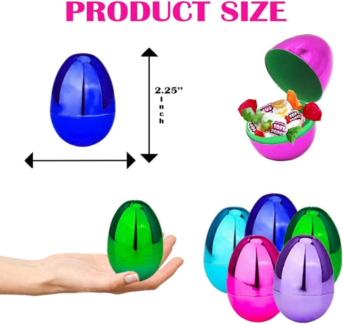 120-Pack 2.25" (120-Pack) The Dreidel Company Metallic Fillable Easter Eggs with Hinge Bulk Colorful Bright Plastic
