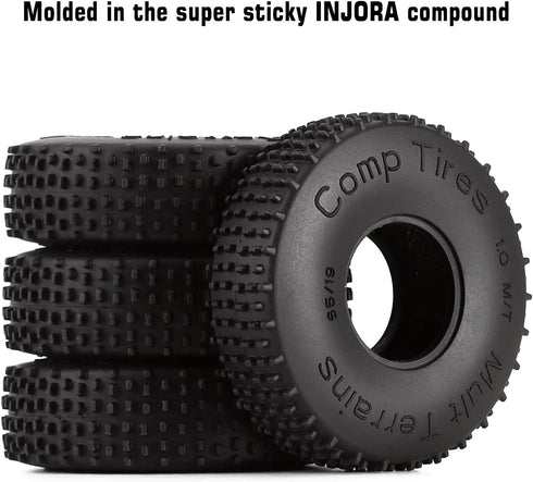 INJORA 1.0 Tires-S4 Multi Terrain Pin Crawler Tires for TRX4M SCX24 AX24 FCX24 Upgrade Parts, 65 * 19mm