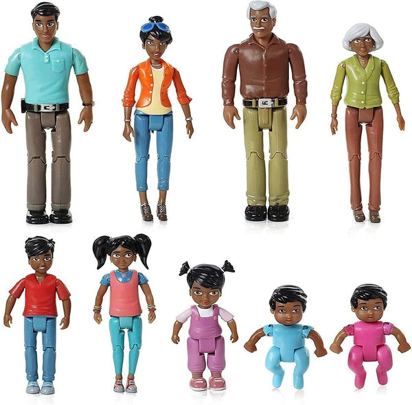 Beverly Hills Doll Collection Sweet Li'l Family African American Dollhouse People Set of 9 Action Figures