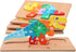 MONTESSORI MAMA Toddler Puzzles - 5-Pack Dinosaur Puzzle for Kids Ages 3-5, Wooden Montessori Toys for 3 Year Olds