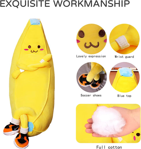 LVHUA Bananaplush Stuffed Animal Cute Fruit Plushie Hugging Pillow Long Plush Toys Sleeping Doll Gift for Birthday