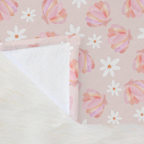 Selgkds Summer 40x50inch Boho Beach Seashells Floral Baby Blankets for Girls Boys Pink Conch Flowers Infant Toddler