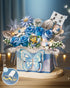 Set, 998 (1968) Mini Portable Block Flower Blue Rose Creative Eternal Flower Gifts Box with Romantic Light, Home Decor