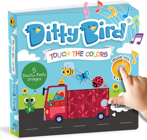 DITTY BIRD Touch & Feel Colors Edition Musical Books | Fun Montessori Toys for 1-3 Year Olds | Sturdy Baby Book