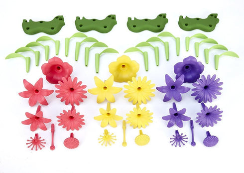 Green Toys Build-a-Bouquet, 44 Piece Pretend Play, Motor Skills Building and Stacking Kids Toy Set, Made in USA