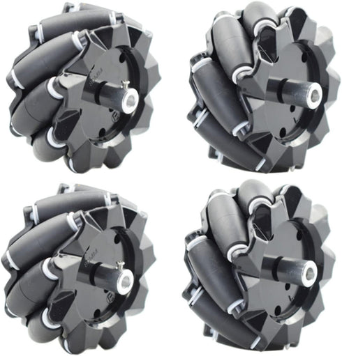 Premium 97mm Omni Directional Tire Mecanum Wheel for AGV Robot Car Chassis, 4pcs Metal 6mm Coupling Motor Connector for