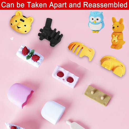 70 pcs Animal Erasers, Desk Pets for Kids, Puzzle Erasers for Classroom Prizes, Party Favors, Easter Egg Stuffers.