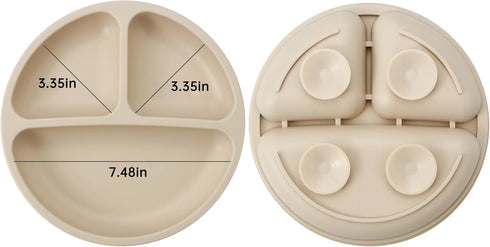 PandaEar Silicone Baby Feeding Set, 2 Pack Suction Plate and Tiny Cup with 2 Spoons & 2 Forks for Baby Led Weaning