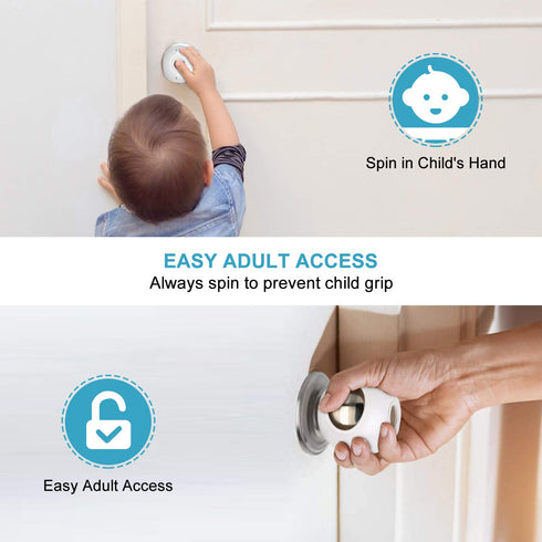 Child Door Knob Safety Cover (4 Pack) - New Design to Prevent Kids from Opening Doors, Fits Most Knobs