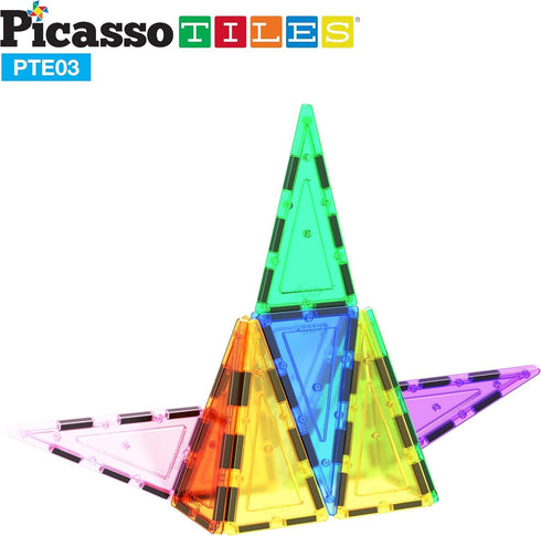 12pcs Set PTE03 PicassoTiles Magnetic Building Block Isosceles Triangle Magnet Tiles Construction Toy STEM Learning Kit