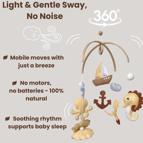 Set, Baby Mobile, Ocean Montessori Hanging Handmade Felt Under-The-Sea Nursery Decor