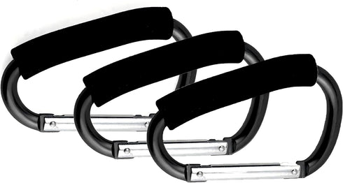 Noneea 3PCS Stroller Hooks, 5.2'' Large Carabiner Clip - Carabiner Large, Baby Stroller