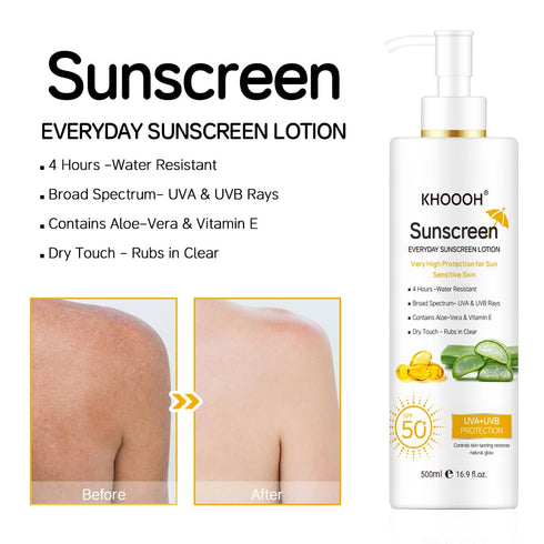 Generic 50 500ml KHOOOH Sunscreen Lotion, SPF UVA/UVB Protection, Broad Spectrum Sunblock with Aloe Vera & Vitamin E