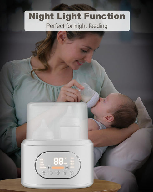 10-in-1 Bottle Warmer, Fast Baby Bottle Warmer for Breastmilk & Formula, Double Milk Warmer with Timer, Accurate Temp