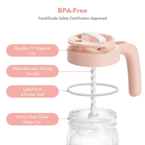 Papablic Glass Formula Pitcher, Fast Baby Breastmilk Maker with Mixing Handle Lid, Wide Mouth Mason Jar Breast Milk