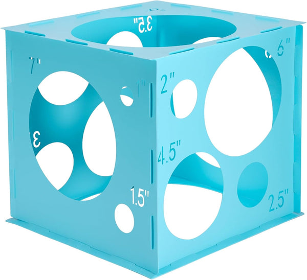 Auihiay 14 Holes Balloon Sizer Cube, Blue Measurement Tool for Balloon Arches and Decorations (1-10 Inch)