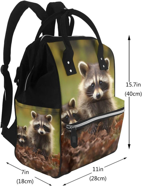 HCBPWVQA Backpack Daypacks Backpack Mommy Raccoon Diaper Bag with Changing Pad and Pacifier Holder, Multifunction
