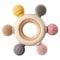 Baby Teething Toys, Silicone Chewable Toys with Organic Wooden Ring for Infants 3+ Months, Soothing Sore Gums (6