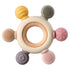 Baby Teething Toys, Silicone Chewable Toys with Organic Wooden Ring for Infants 3+ Months, Soothing Sore Gums (6
