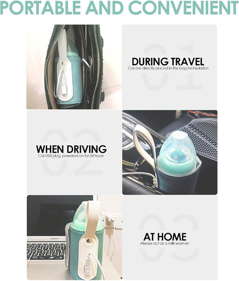 ViaGasaFamido Baby Bottle Warmer, Portable Car Travel Bottle Warmer USB Milk Heat Keeper for Indoor Outdoor Shopping