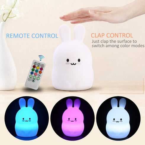 Rabbit Night Lights for Kids - Changeable Brightness & Color Table Lamp for Nursery, Holiday Gifts