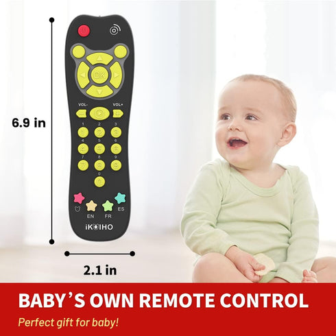 Baby Remote Control Toy, Realistic Toddler TV Remote with Light & Sound, Educational Musical Gift for 6M+ (Black)