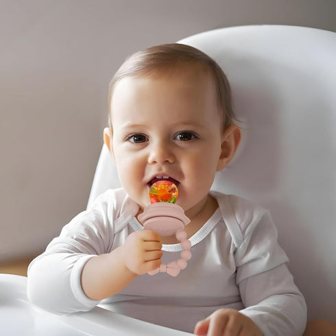 PandaEar 3 Pack Baby Fruit Food Feeder Pacifier - 3 Different Size Silicone Pouch, Silicone Teethers for Babies 3-6-12