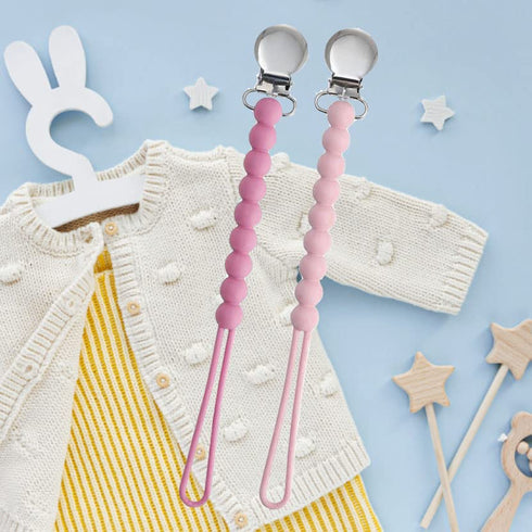 2 Pack Pacifier Clips Baby Girls - MORIBOX Paci Clip Soothe Baby Binky Holder for Shower Birthday Gift