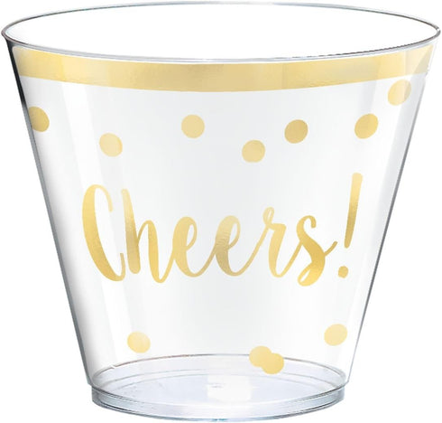 Stunning New Year "Cheers" Gold Printed Tumblers - 9 oz. (30 Pack) for Celebrations & Toasts