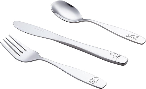 Exzact Kids Flatware 6 Pieces Stainless Steel Silverware, 2 Forks, 2 Knives, 2 Spoons, Toddler Utensils, Dishwasher Safe