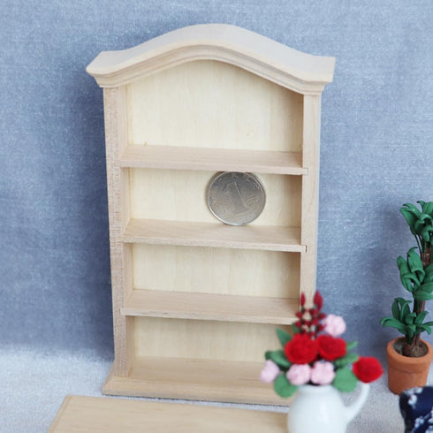 1/12 Dollhouse Wooden Bookshelf, Mini Furniture Doll Display Case Miniature Cabinet Shelf Fairy Scene Bookcase