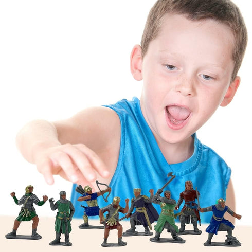 ArtCreativity Knight Action Figures for Kids - Set of 16 Free-Standing Knight Figurines, Medieval Party Decorations &