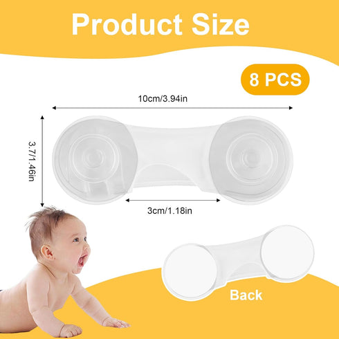 8 Packs Cabinet Door Locks for Baby Proof and Child Safety, Transparent Adhesive Locks for Drawer Cupboards