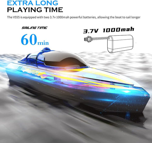 2.4 2 Akargol RC Boat with LED - Remote Control Boat for Pools and Lakes GHZ RC Boats with Rechargeable Battery Whole