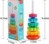 Baby Spinning Stacking Toys, Spin Toys ABS Plastic and Color Rainbow Design Ring Stacker Baby Toys 6 to 12 Months Montessori Educational Learning Autism Sensory Toys for Boys and Girls Baby