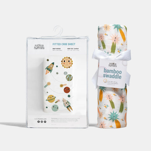 Rookie Humans Crib Sheet & Swaddle Bundle, Space Explorer