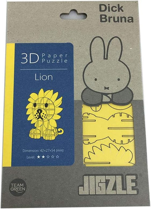 JIGZLE Lion Dick Bruna Miffy Collection, 3D Paper Puzzle DIY Kit