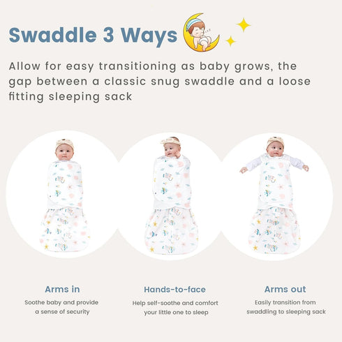 1.0 100% 6-12 ZIGJOY Sleep Sack Swaddle Tog Baby Wearable Blanket Cotton Adjustable Silent Transition Swaddle Blanket