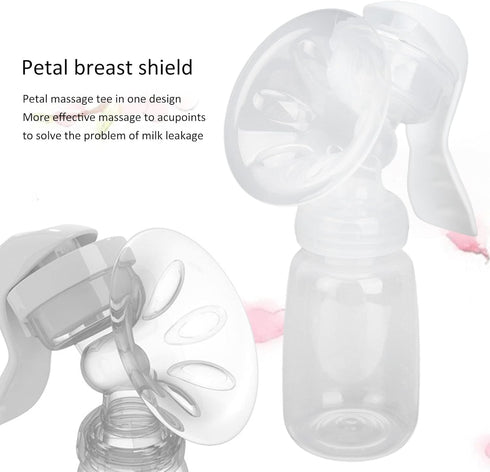 Shanrya Breast Pump, Adjustable Suction Silicone Hand Pump Breastfeeding, Portable Manual Breast Pump for Nursing