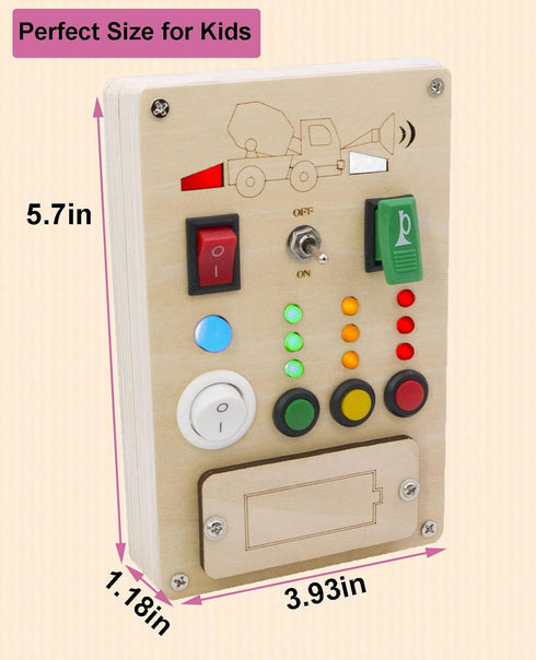 Busy Board Montessori Toys - Light Switch Preschool Learning Toys for 1 Year Old, Vehicle Theme