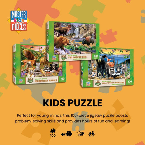 MasterPieces 100 Piece Jigsaw Puzzle for Kids 6+, Wildlife of Rocky Mountains National Park, Educational Game