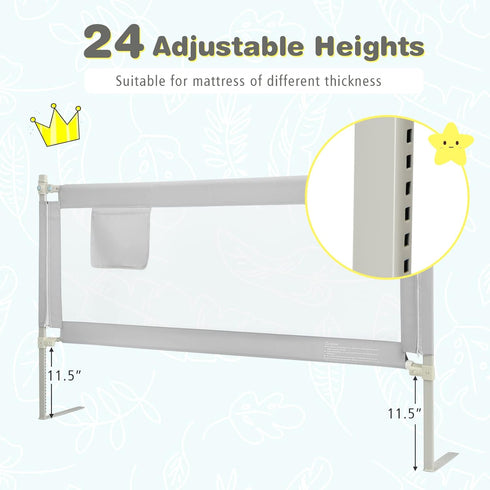 69-in (69 INCH, HONEY JOY Bed Rail for Toddlers, Extra Long, Portable Safety Bed Guardrail w/Side Pocket, Baby Bed Rail