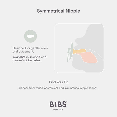 0-6 Set 2 Symmetrical 0-6 BIBS Pacifiers Months | of Colour Pacifier with Nipples | BPA-Free Natural Rubber | Made