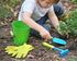 2 Pack Set JustForKids Garden Tool Green & Blue Metal Pails with Mini Shovel, Rake & Cultivator, Wooden Handles Outdoor